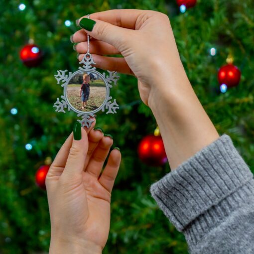 Sparkling Moments Await! Personalize Your Own Pewter Snowflake Ornament - Image 2