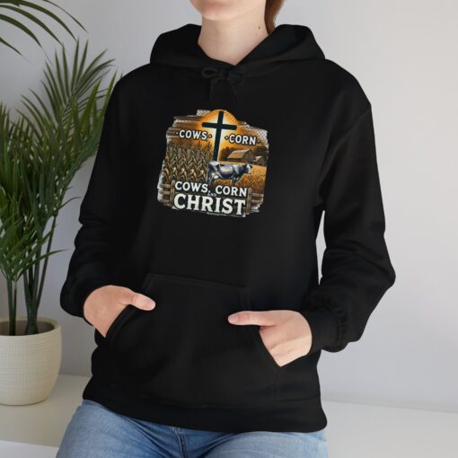 Farm, Faith, and Comfort – 'Cows, Corn, and Christ' Unisex Hoodie - Image 13