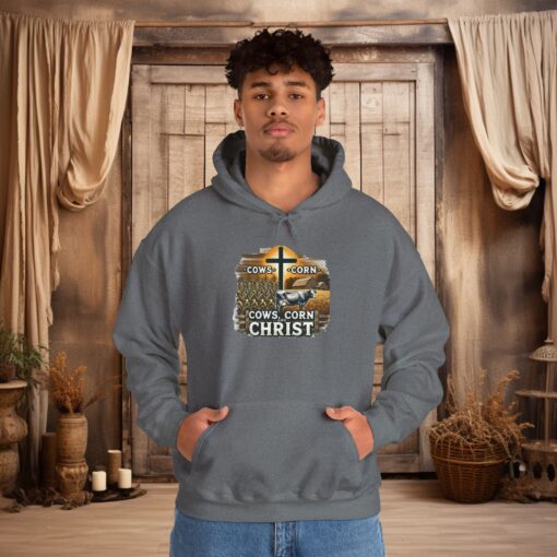 Farm, Faith, and Comfort – 'Cows, Corn, and Christ' Unisex Hoodie - Image 27