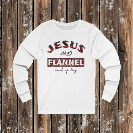 "Jesus and Flannel Kind of Day" Unisex Jersey Long Sleeve Tee - Image 3