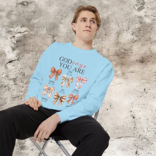 God Says You Are Enough – Cozy Garment-Dyed Sweatshirt - Image 7