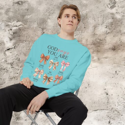 God Says You Are Enough – Cozy Garment-Dyed Sweatshirt - Image 6