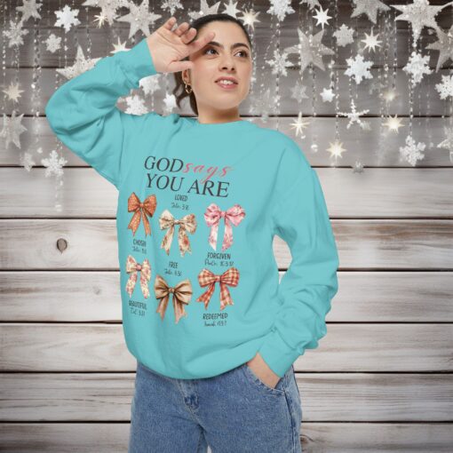 God Says You Are Enough – Cozy Garment-Dyed Sweatshirt - Image 5