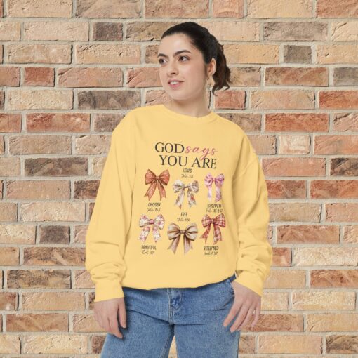 God Says You Are Enough – Cozy Garment-Dyed Sweatshirt - Image 3