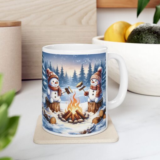 Snowy Bonfire Bliss Ceramic Mug – Cozy Up in Style! (11oz & 15oz) - Image 3