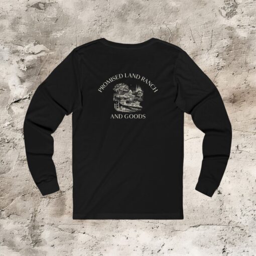 Personalize your “Promised Land Ranch and Goods” Unisex Jersey Long Sleeve Tee – Cozy, Rustic Comfort for Everyday Life - Image 4