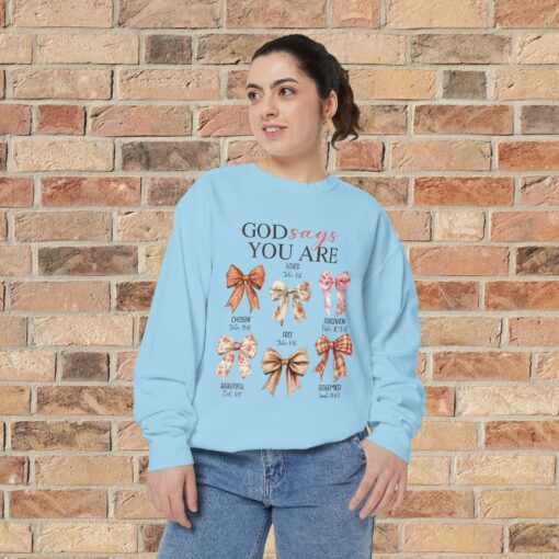 God Says You Are Enough – Cozy Garment-Dyed Sweatshirt - Image 8