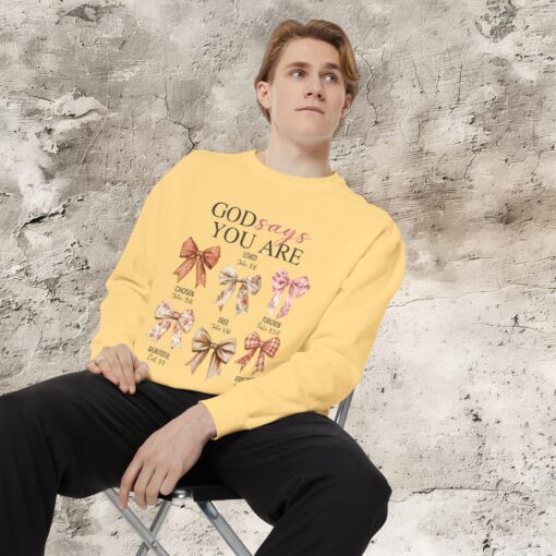 God Says You Are Enough – Cozy Garment-Dyed Sweatshirt - Image 4