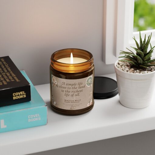 A Simple Life Close to the Land – Rustic Farmhouse Candle | Hand-Poured Soy Blend, Cozy Warmth, Amber Glow, Harvest Blessings - Image 3