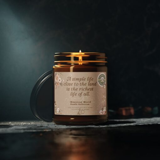 A Simple Life Close to the Land – Rustic Farmhouse Candle | Hand-Poured Soy Blend, Cozy Warmth, Amber Glow, Harvest Blessings - Image 4