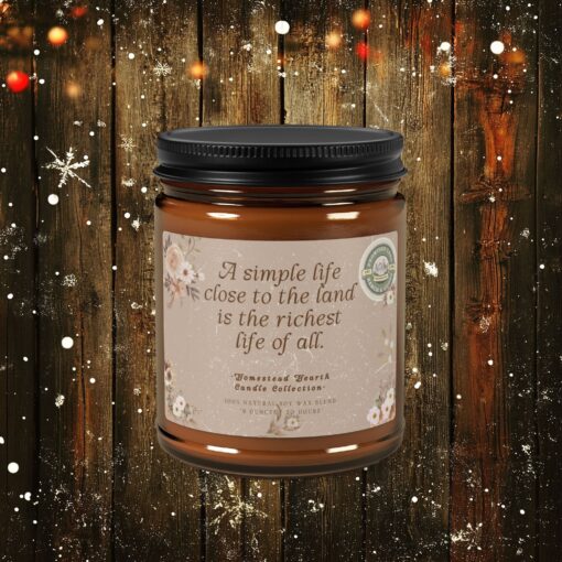 A Simple Life Close to the Land – Rustic Farmhouse Candle | Hand-Poured Soy Blend, Cozy Warmth, Amber Glow, Harvest Blessings - Image 2