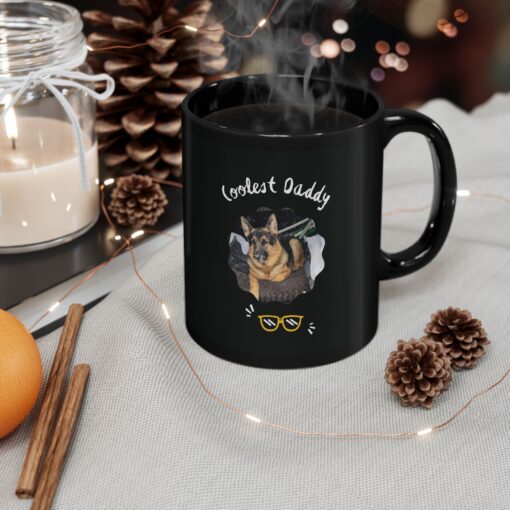 Custom Coolest Daddy Mug – Dog Lover Gift, Black 11oz/15oz Coffee Mug featuring "Rise & Shine! It’s Time for Coffee & [PET NAME] Snuggles"