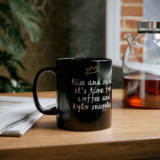 Custom Coolest Daddy Mug – Dog Lover Gift, Black 11oz/15oz Coffee Mug featuring "Rise & Shine! It’s Time for Coffee & [PET NAME] Snuggles" - Image 2