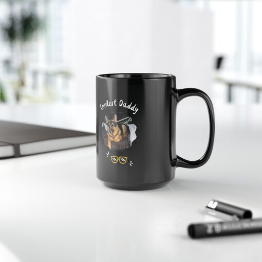 Custom Coolest Daddy Mug – Dog Lover Gift, Black 11oz/15oz Coffee Mug featuring "Rise & Shine! It’s Time for Coffee & [PET NAME] Snuggles" - Image 4