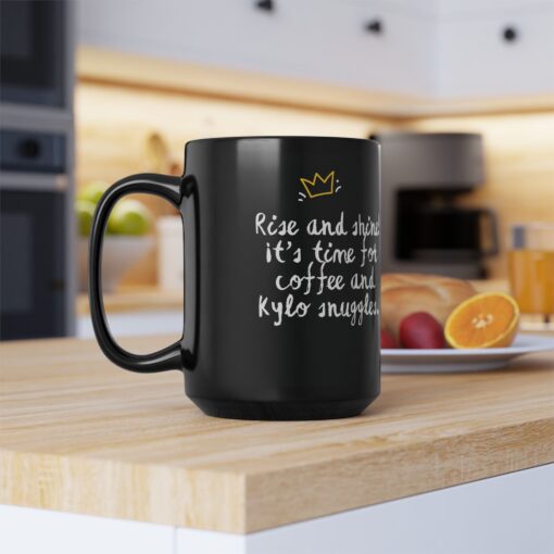Custom Coolest Daddy Mug – Dog Lover Gift, Black 11oz/15oz Coffee Mug featuring "Rise & Shine! It’s Time for Coffee & [PET NAME] Snuggles" - Image 5