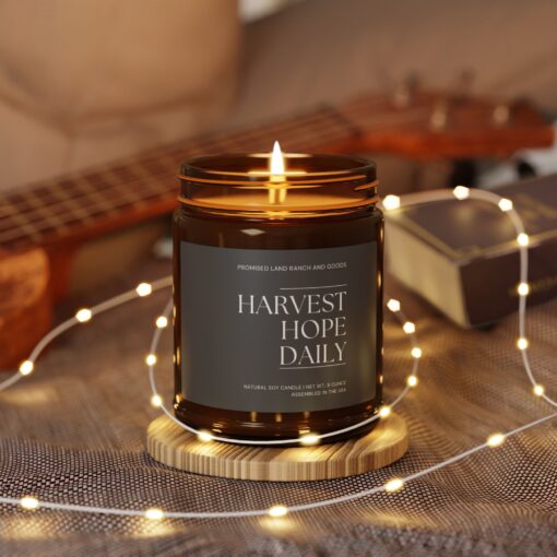 Harvest Hope Daily - Inspirational Scented Candle for Faith & Home-Amber Jar - Image 3