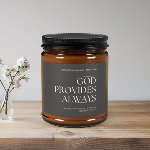 God Provides Always - Inspirational Scented 4 & 9 oz Candles for Faith & Home-Amber Jar - Image 2