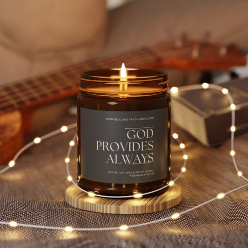 God Provides Always - Inspirational Scented 4 & 9 oz Candles for Faith & Home-Amber Jar