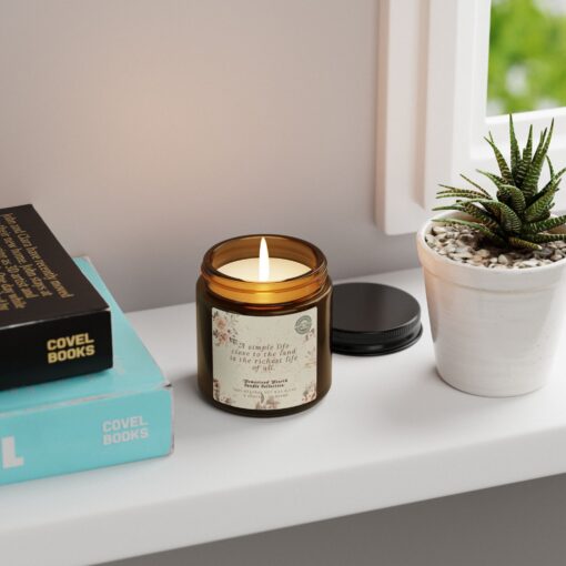A Simple Life Close to the Land – Rustic Farmhouse Candle | Hand-Poured Soy Blend, Cozy Warmth, Amber Glow, Harvest Blessings - Image 4