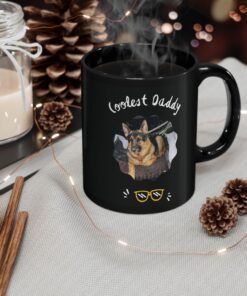 Custom Coolest Daddy Mug Dog Lover Gift Black 11oz 15oz Coffee Mug featuring "Rise and Shine Its Time for Coffee and "PET NAME" Snuggles"