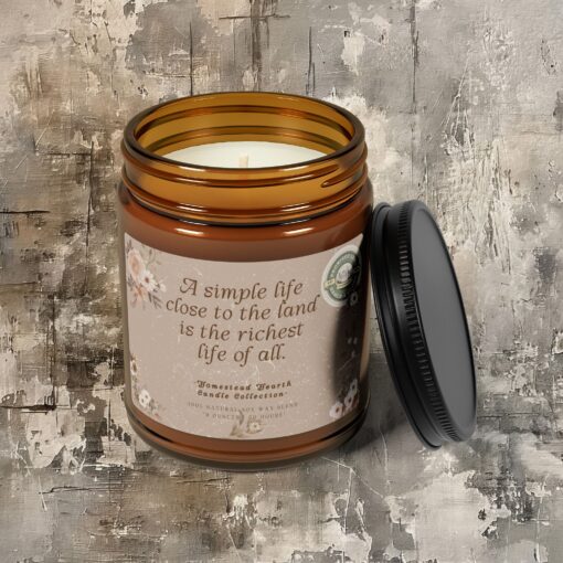 A Simple Life Close to the Land – Rustic Farmhouse Candle | Hand-Poured Soy Blend, Cozy Warmth, Amber Glow, Harvest Blessings - Image 6