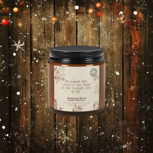 A Simple Life Close to the Land – Rustic Farmhouse Candle | Hand-Poured Soy Blend, Cozy Warmth, Amber Glow, Harvest Blessings