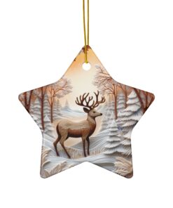 Deer Circle Ceramic Ornament,
