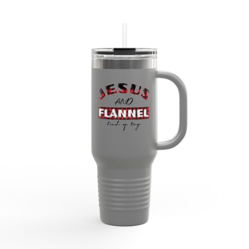 "Jesus and Flannel Kind of Day" Insulated Travel Mug, 40oz - Image 6