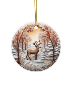 Deer Circle Ceramic Ornament,