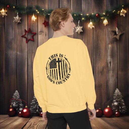 Faith Meets Comfort – ‘This is God's Country’ luxurious garment-dyed sweatshirt, designed to blend faith, comfort, and style seamlessly - Image 12
