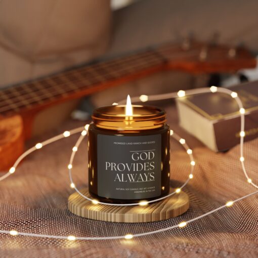 God Provides Always - Inspirational Scented Candle for Faith & Home-Amber Jar - Image 3
