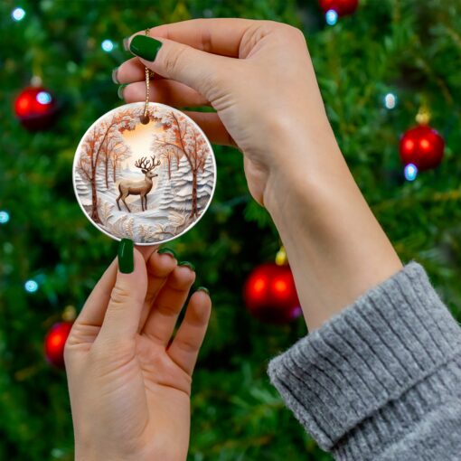 Deer Circle Ceramic Ornament, - Image 3