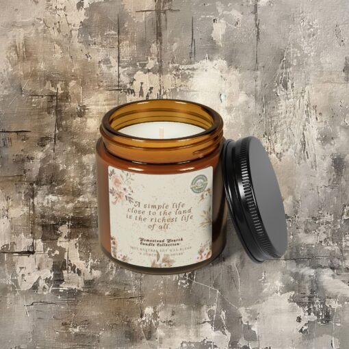 A Simple Life Close to the Land – Rustic Farmhouse Candle | Hand-Poured Soy Blend, Cozy Warmth, Amber Glow, Harvest Blessings - Image 2