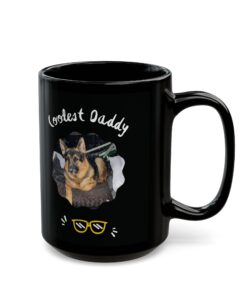 Custom Coolest Daddy Mug Dog Lover Gift Black 11oz 15oz Coffee Mug featuring "Rise and Shine Its Time for Coffee and "PET NAME" Snuggles"