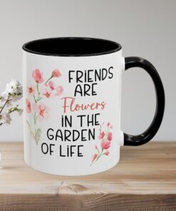 Garden of Life Friendship Mug - Stylish Ceramic Coffee and Tea Mug with Colorful Accents - 11oz and 15 oz Sizes