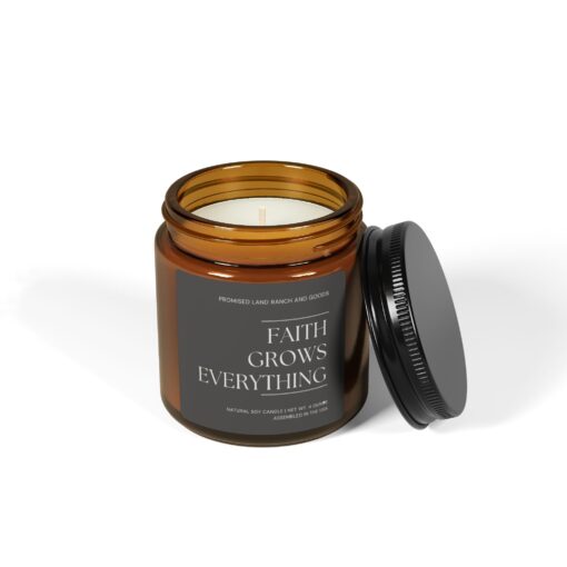 Faith grows everything - Inspirational Scented Candle for Faith & Home-Amber Jar - Image 2