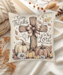 Thanksgiving Woven Blanket – “Give Thanks to the Lord” | Christian Fall Home Décor & Faith-Inspired Gift