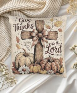 Alternative view of Grateful Harvest Woven Pillow - Thanksgiving Decor, Fall Home Accent, Christian Gift, Pumpkin Cushion, Harvest Blessings Throw