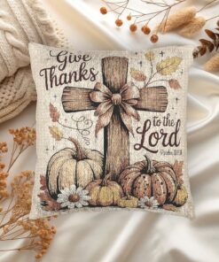 Grateful Harvest Woven Pillow - Thanksgiving Decor, Fall Home Accent, Christian Gift, Pumpkin Cushion, Harvest Blessings Throw