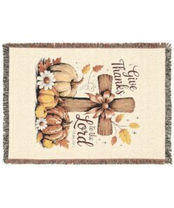 Thanksgiving Woven Blanket – “Give Thanks to the Lord” Christian Home Décor | Cozy Cotton Throw for Fall & Year-Round Gratitude