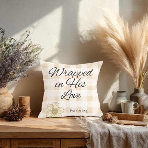 Wrapped in His Love Personalized Woven Pillow – Custom Farmhouse Decorative Cushion with Family Name & Established Year, Christian Home Accent, Gift for Housewarming, Holidays & Friends - Image 3