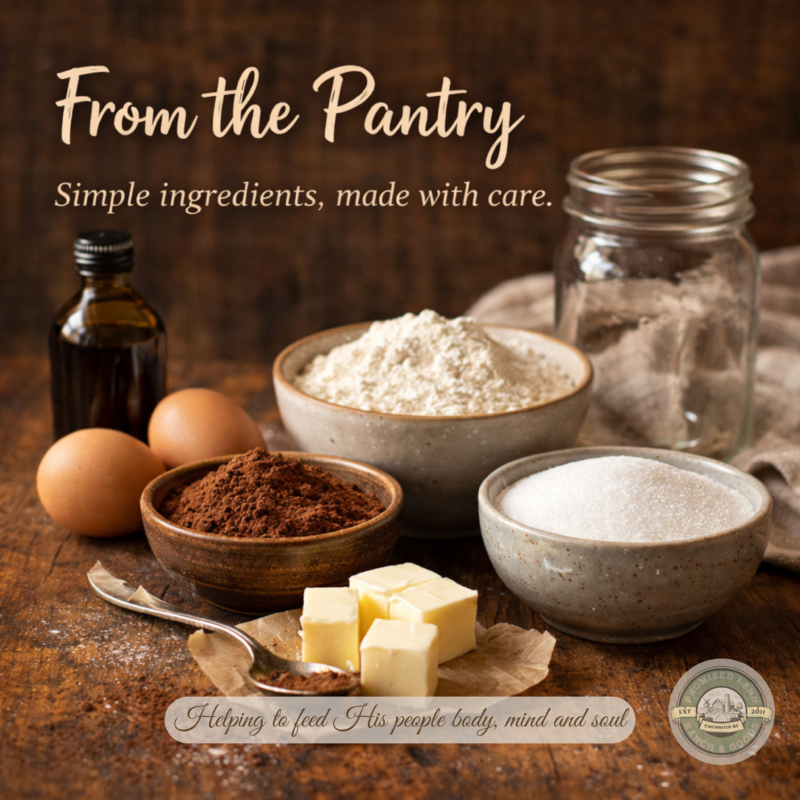 Dry brownie mix ingredients being whisked together in a ceramic bowl
