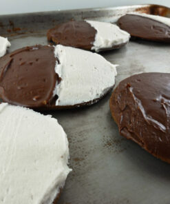 Chocolate Half Moon Cookies Recipe With Vanilla And Chocolate Frosting Old Fashioned Bakery Style Cookie