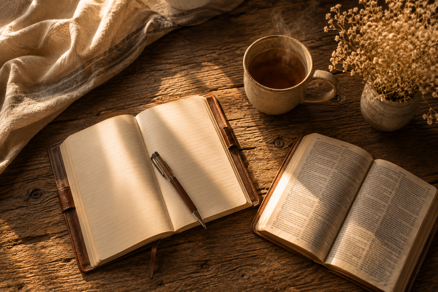 quiet time with God journal and Bible