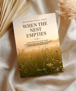 Dried wildflower bouquets on linen When the Nest Empties faith ebook surrounded by dried wildflower bouquets in warm tones on natural linen