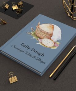 Blue Daily Dough Sourdough Baking Journal Hardcover Bread Baking Log Book Starter Tracker Homestead Kitchen Notebook Gift
