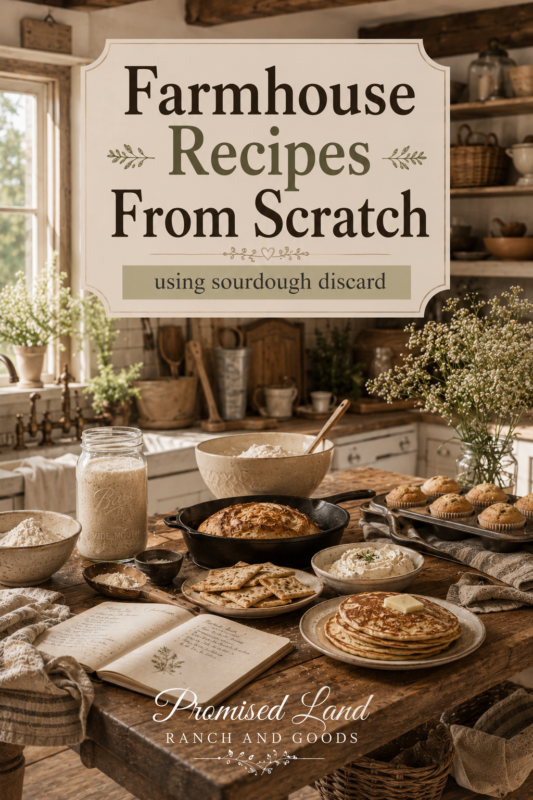 Warm cozy farmhouse kitchen with homemade sourdough bread,