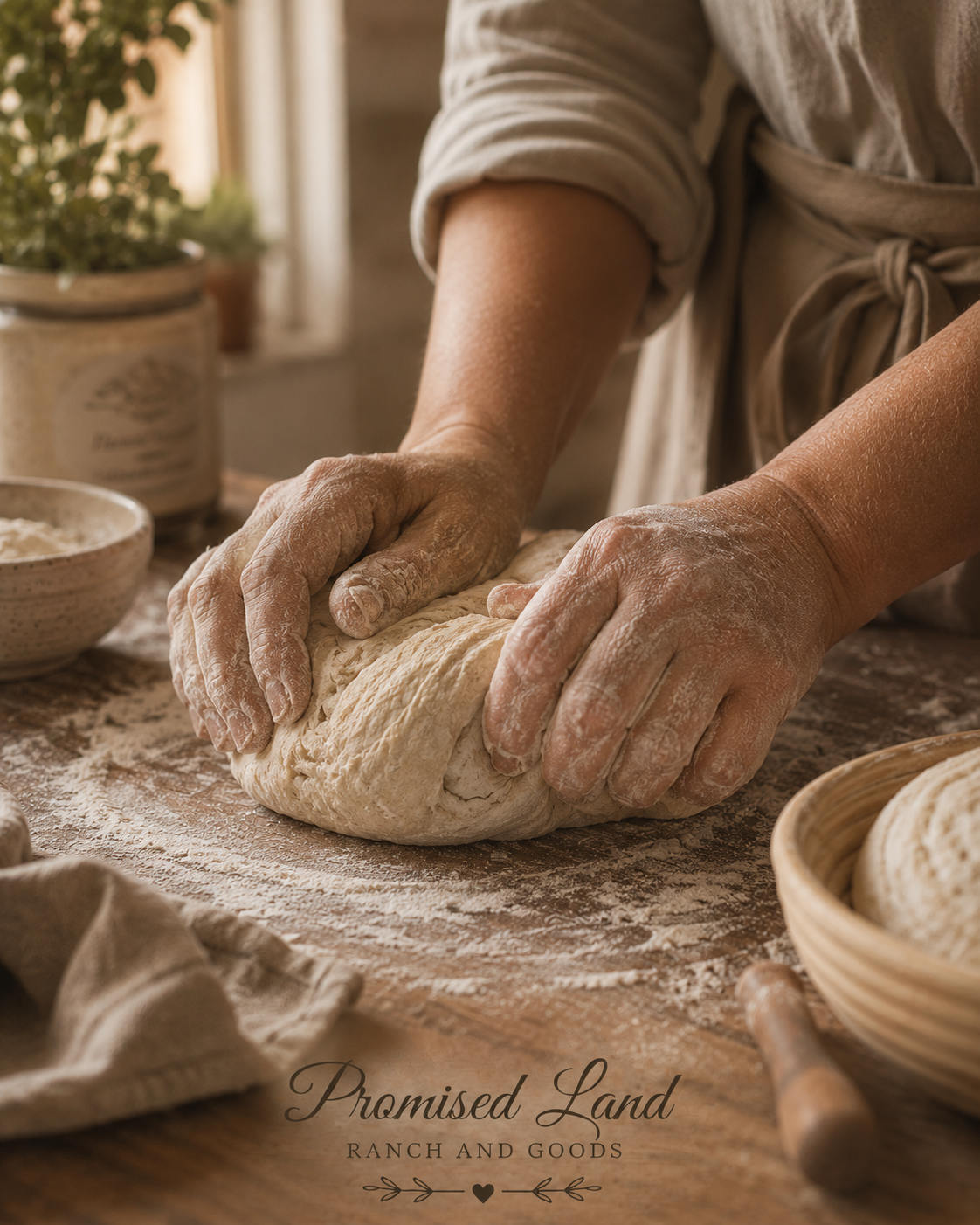 building a faithful life farmstead hands kneading dough morning