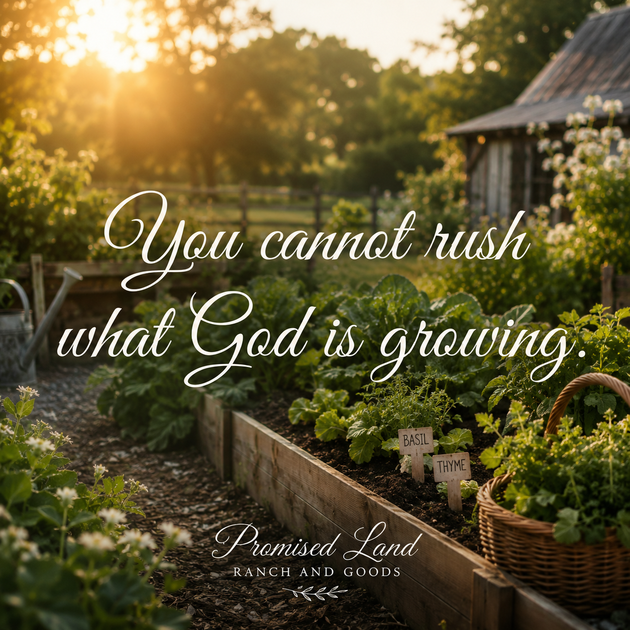 why slow down this summer faith - farmstead garden seedlings growing in summer sun - Promised Land Ranch and Goods