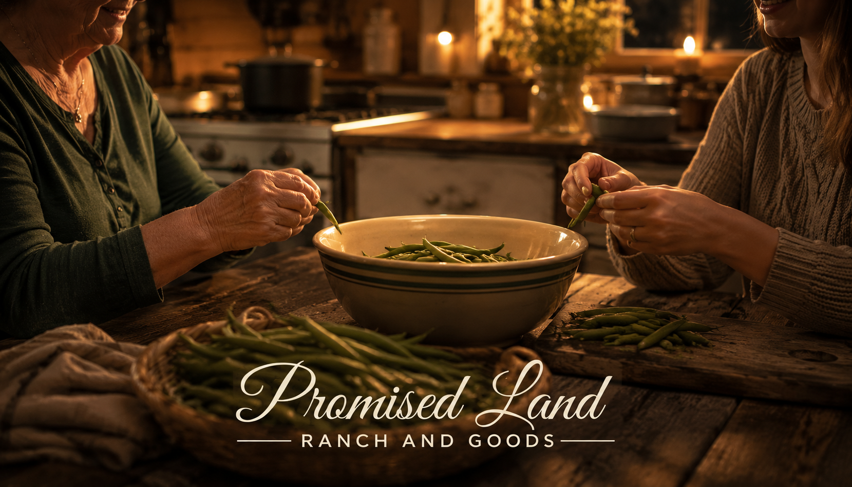 farmstead table memories snapping beans together harvest season kitchen